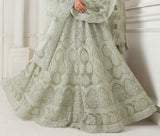 Dusty Mint Green Designer Heavy Embroidered Bridal Lehenga-Saira's Boutique