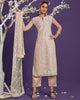 Dusty Peach Designer Embroidered Party Wear Lucknowi Pant Suit-Saira's Boutique