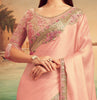 Dusty Peach Pink Designer Embroidered Silk Party Wear Saree-Saira's Boutique