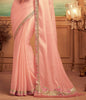 Dusty Peach Pink Designer Embroidered Silk Party Wear Saree-Saira's Boutique