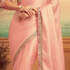 Dusty Peach Pink Designer Embroidered Silk Party Wear Saree-Saira's Boutique