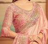 Dusty Peach Pink Designer Embroidered Silk Party Wear Saree-Saira's Boutique