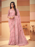 Dusty Pink Designer Embroidered Silk Wedding Saree-Saira's Boutique