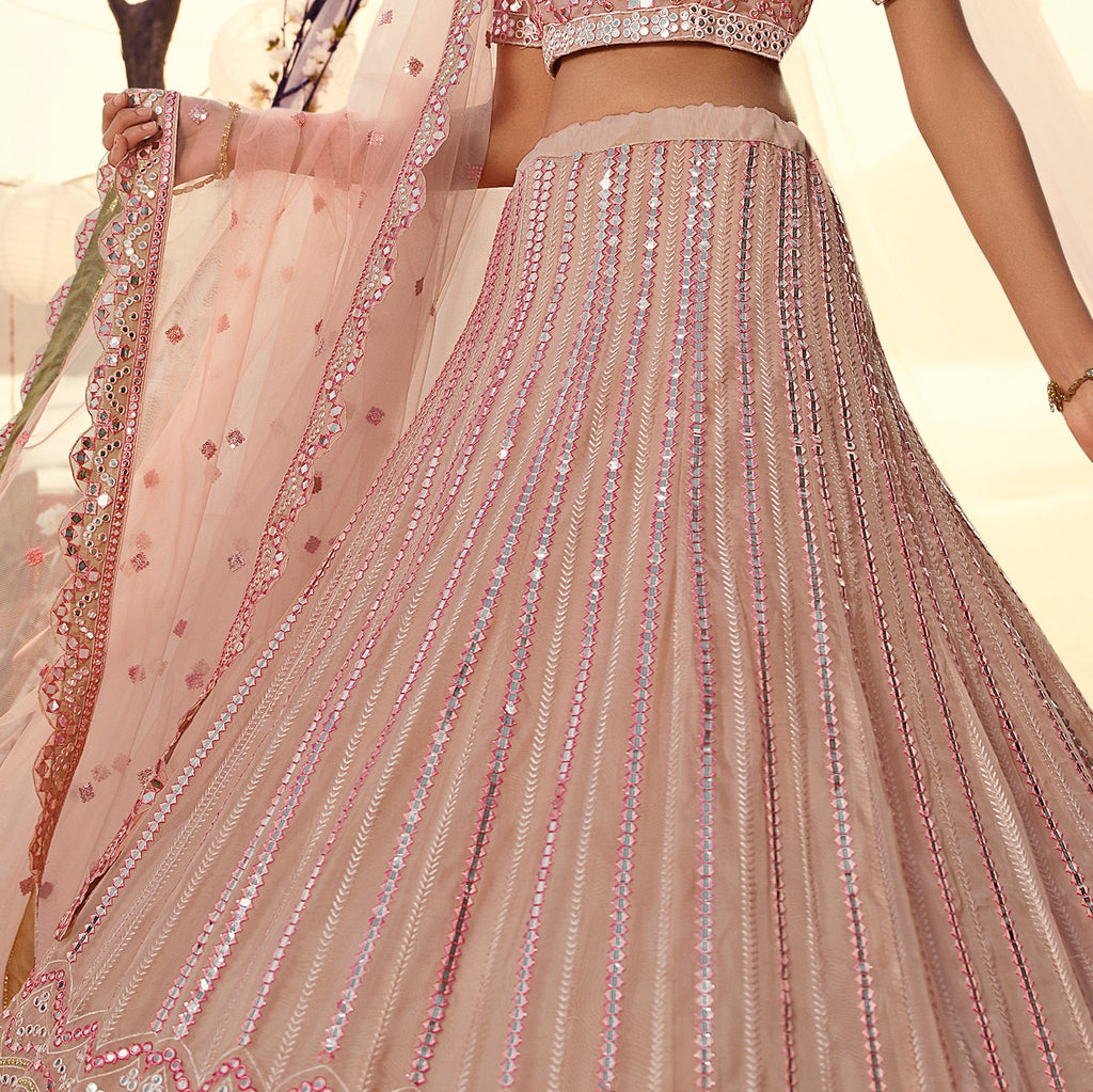 Dusty Pink Designer Heavy Embroidered Wedding & Bridal Lehenga-Saira's Boutique