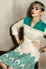 Cream & Green Embroidered Pashmina Kurti-Saira's Boutique