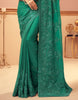 Emerald Green Designer Embroidered Silk Wedding Saree-Saira's Boutique