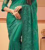 Emerald Green Designer Embroidered Silk Wedding Saree-Saira's Boutique