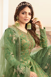Fern Green Designer Embroidered Jacquard Sharara Suit-Saira's Boutique