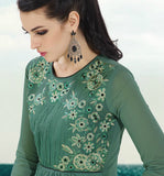 Green Embroidered Georgette Kurti-Saira's Boutique