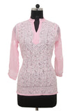 Light Pink Georgette Top with Chikankari Embroidery-Saira's Boutique