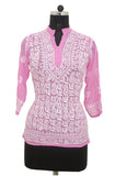 Pink Georgette Top with Chikankari Embroidery-Saira's Boutique