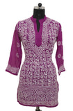 Purple Short Georgette Kurti with Chikankari Embroidery-Saira's Boutique