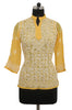 Yellow Georgette Top with Chikankari Embroidery-Saira's Boutique