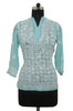 Turquoise Blue Georgette Top with Chikankari Embroidery-Saira's Boutique