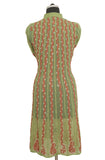 Mehendi Green Georgette Anarkali with Chikankari Embroidery-Saira's Boutique