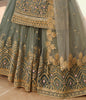 Gray Designer Embroidered Net Wedding Kurti Style Lehenga-Saira's Boutique
