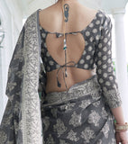 Gray Designer Heavy Embroidered Chikankari Party Wear Saree-Saira's Boutique