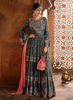 Gray & Coral Pink Designer Heavy Embroidered Georgette Sharara Suit-Saira's Boutique