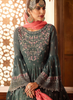 Gray & Coral Pink Designer Heavy Embroidered Georgette Sharara Suit-Saira's Boutique