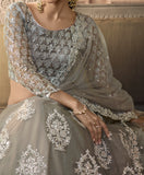 Gray Designer Heavy Embroidered Net Wedding Lehenga-Saira's Boutique