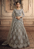 Gray Designer Heavy Embroidered Net Wedding Lehenga-Saira's Boutique