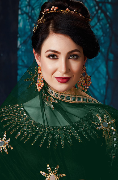 Green Designer Heavy Embroidered Georgette Wedding Anarkali Suit-Saira's Boutique