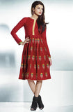 Brick Red Embroidered Pashmina Kurti-Saira's Boutique