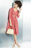 Pink Embroidered Pashmina Kurti-Saira's Boutique