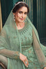 Laurel Green Designer Embroidered Net Wedding Anarkali Suit-Saira's Boutique