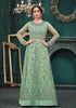 Laurel Green Designer Embroidered Net Wedding Anarkali Suit-Saira's Boutique