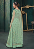 Laurel Green Designer Embroidered Net Wedding Anarkali Suit-Saira's Boutique