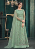 Laurel Green Designer Embroidered Net Wedding Anarkali Suit-Saira's Boutique