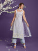 Lavender Designer Embroidered Party Wear Lucknowi Pant Suit-Saira's Boutique