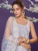 Lavender Designer Embroidered Party Wear Lucknowi Pant Suit-Saira's Boutique
