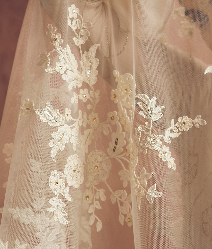 Light Beige & Orange Designer Embroidered Georgette Palazzo Suit-Saira's Boutique