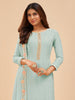 Light Blue Designer Embroidered Party Wear Georgette Pant Suit-Saira's Boutique