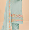 Light Blue Designer Embroidered Party Wear Georgette Pant Suit-Saira's Boutique