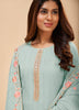 Light Blue Designer Embroidered Party Wear Georgette Pant Suit-Saira's Boutique