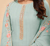 Light Blue Designer Embroidered Party Wear Georgette Pant Suit-Saira's Boutique