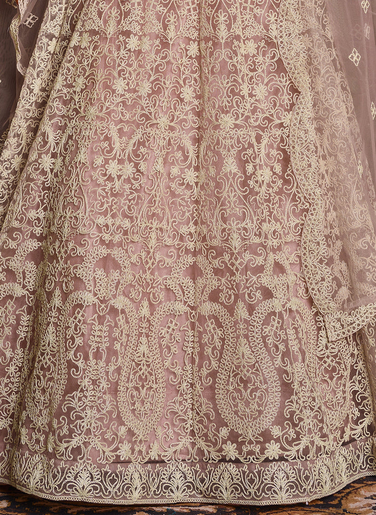 Light Mauve Designer Heavy Embroidered Net Anarkali Suit-Saira's Boutique