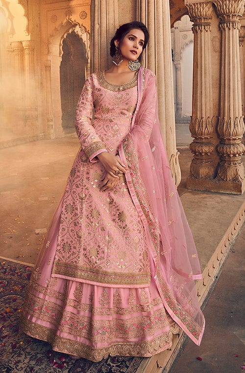 Pink Kurti Lehenga Dress For Wedding Function For Girls  Evilato