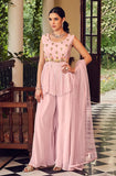 Light Pink Designer Embroidered Peplum Style Gharara Suit-Saira's Boutique