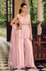 Light Pink Designer Embroidered Peplum Style Gharara Suit-Saira's Boutique