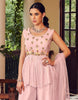 Light Pink Designer Embroidered Peplum Style Gharara Suit-Saira's Boutique