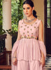 Light Pink Designer Embroidered Peplum Style Gharara Suit-Saira's Boutique
