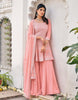 Light Salmon Pink Designer Embroidered Party Wear Sharara Suit-Saira's Boutique