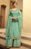 Light Sea Green Designer Embroidered Jacquard Wedding Palazzo Suit-Saira's Boutique