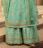 Light Sea Green Designer Embroidered Jacquard Wedding Palazzo Suit-Saira's Boutique