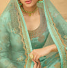 Light Sea Green Designer Embroidered Jacquard Wedding Palazzo Suit-Saira's Boutique