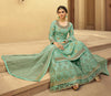 Light Sea Green Designer Embroidered Jacquard Wedding Palazzo Suit-Saira's Boutique